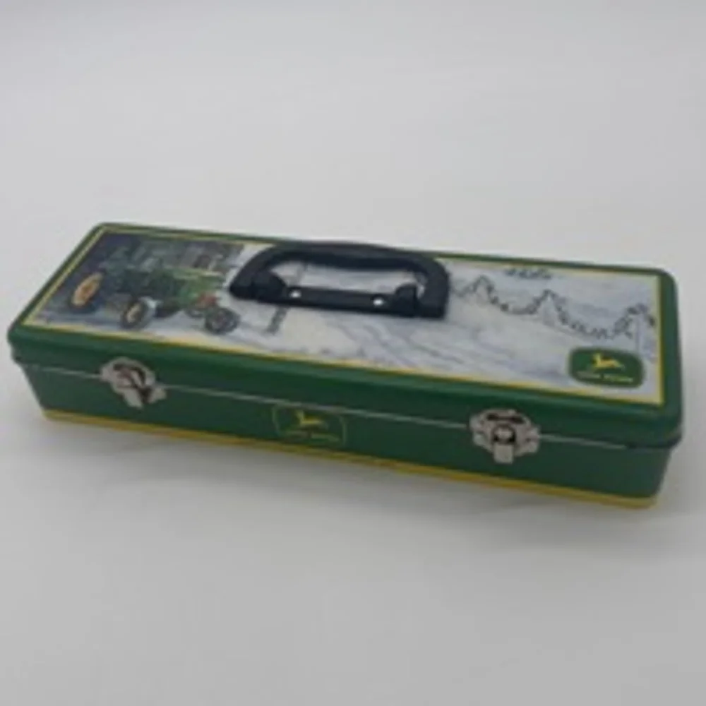 John Deere VINTAGE 2005 Toolbox Pencil Case Green Metal Tractor Theme